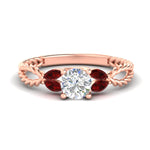Load image into Gallery viewer, round-cut-twisted-leaf-ruby-split-engagement-ring-in-rose-gold-fdenr1084grudrsleep-nl-rg_07af6748-110b-4aa2-abf6-3101772bdc51.jpg?v=1764581107
