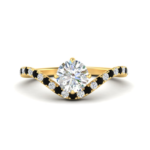 Round Cut Curved Pavé Diamond Engagement Ring