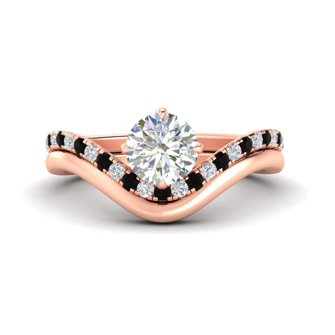 Round Cut Curved Lab Grown Diamond Ring With Plain Band