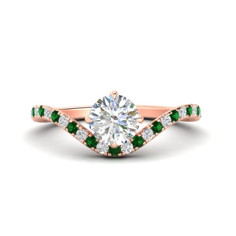 Round Cut Curved Pavé Diamond Engagement Ring