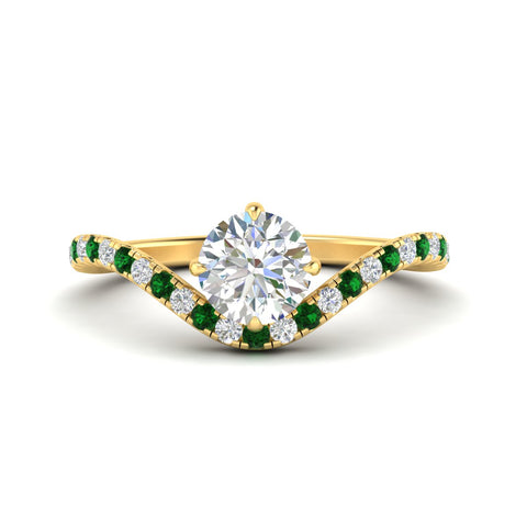 Round Cut Curved Pavé Diamond Engagement Ring