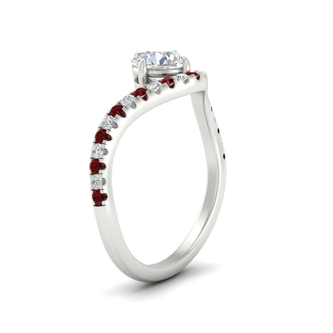 Round Cut Curved Lab Diamond Engagement Ring