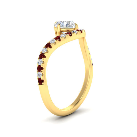 Round Cut Curved Lab Diamond Engagement Ring