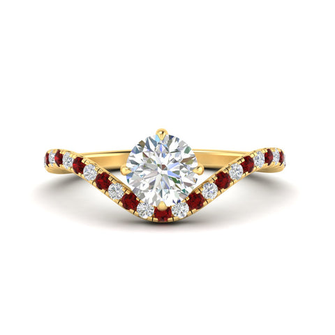 Round Cut Curved Pavé Diamond Engagement Ring