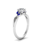 Load image into Gallery viewer, round-cut-twisted-petal-diamond-engagement-ring-with-blue-sapphire-in-14K-white-gold-FD8300RORGSABL-NL-WG.jpg
