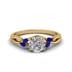 Load image into Gallery viewer, round-cut-twisted-petal-diamond-engagement-ring-with-blue-sapphire-in-14K-yellow-gold-FD8300RORGSABL-NL-YG.jpg
