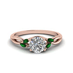 Load image into Gallery viewer, round-cut-twisted-petal-diamond-engagement-ring-with-emerald-in-14K-rose-gold-FD8300RORGEMGR-NL-RG.jpg
