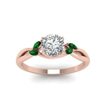 Load image into Gallery viewer, round-cut-twisted-petal-diamond-engagement-ring-with-emerald-in-14K-rose-gold-FD8300RORGEMGR-NL-RG.jpg

