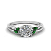 Load image into Gallery viewer, round-cut-twisted-petal-diamond-engagement-ring-with-emerald-in-14K-white-gold-FD8300RORGEMGR-NL-WG.jpg