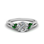 Load image into Gallery viewer, round-cut-twisted-petal-diamond-engagement-ring-with-emerald-in-14K-white-gold-FD8300RORGEMGR-NL-WG.jpg
