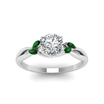 Load image into Gallery viewer, round-cut-twisted-petal-diamond-engagement-ring-with-emerald-in-14K-white-gold-FD8300RORGEMGR-NL-WG.jpg

