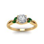 Load image into Gallery viewer, round-cut-twisted-petal-diamond-engagement-ring-with-emerald-in-14K-yellow-gold-FD8300RORGEMGR-NL-YG.jpg
