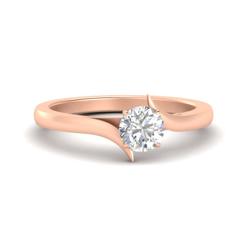 Round Cut Twisted Shank Solitaire Engagement Ring