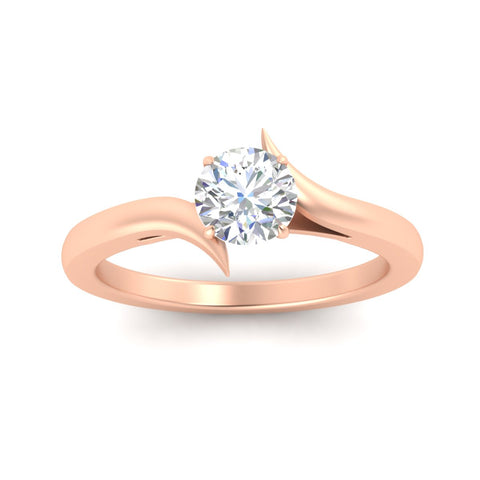 Round Cut Twisted Shank Solitaire Engagement Ring