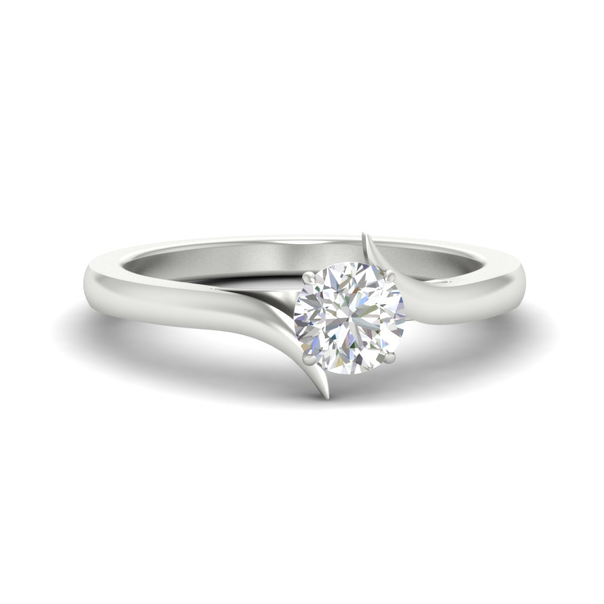 Round Cut Twisted Shank Solitaire Engagement Ring
