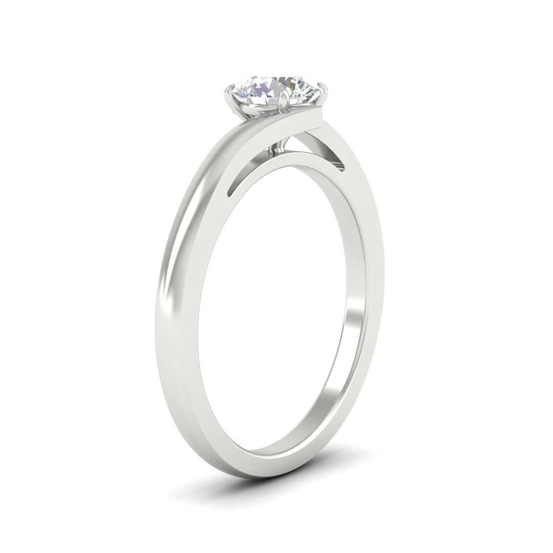 Round Cut Twisted Shank Solitaire Engagement Ring