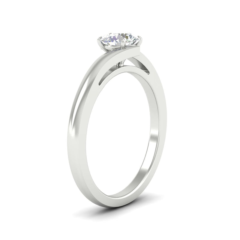 Round Cut Twisted Shank Solitaire Engagement Ring