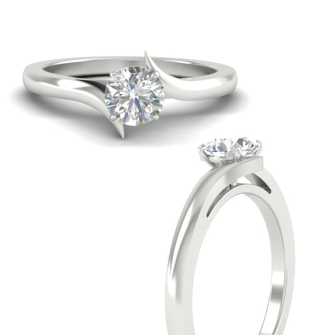 Round Cut Twisted Shank Solitaire Engagement Ring