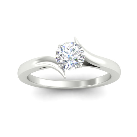 Round Cut Twisted Shank Solitaire Engagement Ring