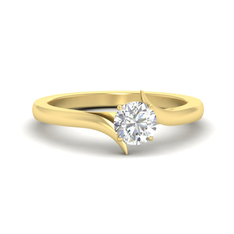 Round Cut Twisted Shank Solitaire Engagement Ring