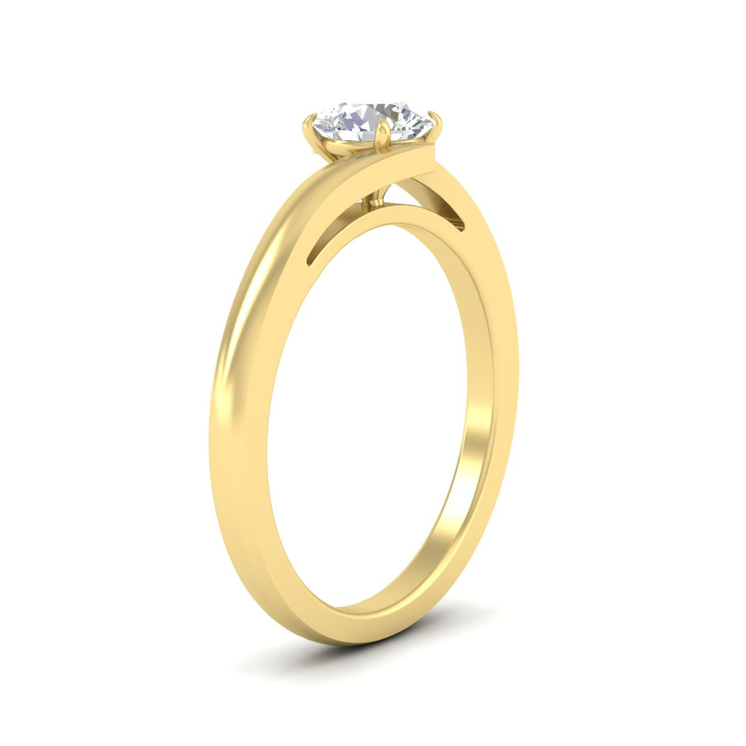 Round Cut Twisted Shank Solitaire Engagement Ring