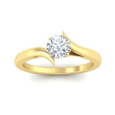 Round Cut Twisted Shank Solitaire Engagement Ring