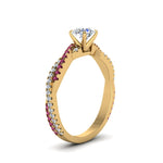 Load image into Gallery viewer, round-cut-twisted-vine-diamond-engagement-ring-for-women-with-pink-sapphire-in-14K-yellow-gold-FD8233RORGSADRPI-NL-YG.jpg
