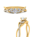 Load image into Gallery viewer, round-cut-twisted-vine-floral-diamond-engagement-ring-in-FD10977RORANGLE3-NL-YG
