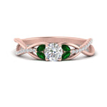 Load image into Gallery viewer, round-cut-twisted-vine-floral-diamond-engagement-ring-with-emerald-in-FD10977RORGEMGRANGLE3-NL-RG
