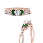 Load image into Gallery viewer, round-cut-twisted-vine-floral-diamond-engagement-ring-with-emerald-in-FD10977RORGEMGRANGLE3-NL-RG
