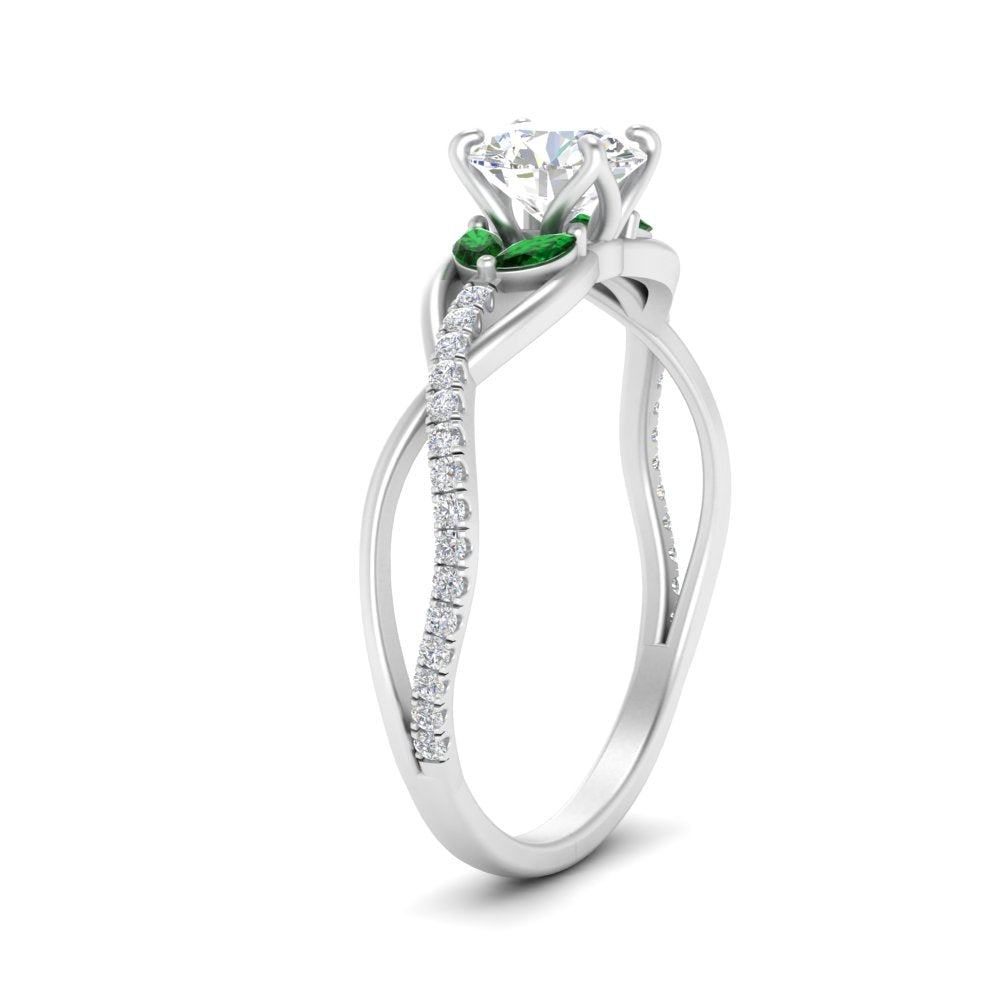 round-cut-twisted-vine-floral-diamond-engagement-ring-with-emerald-in-FD10977RORGEMGRANGLE3-NL-WG