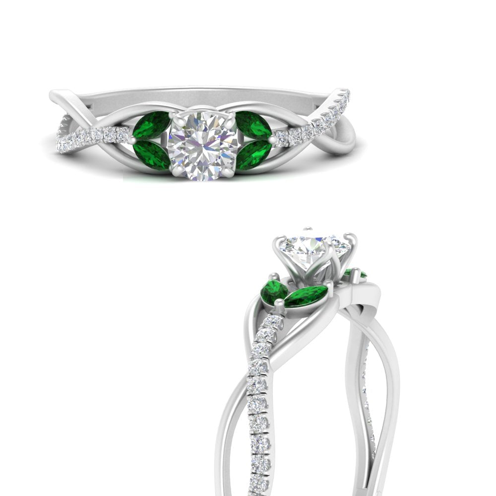 round-cut-twisted-vine-floral-diamond-engagement-ring-with-emerald-in-FD10977RORGEMGRANGLE3-NL-WG