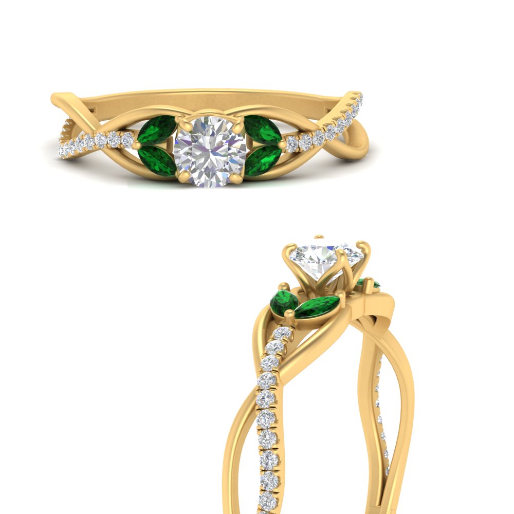 round-cut-twisted-vine-floral-diamond-engagement-ring-with-emerald-in-FD10977RORGEMGRANGLE3-NL-YG