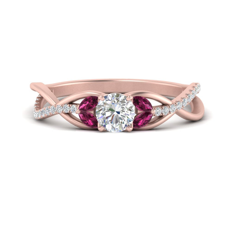 round-cut-twisted-vine-floral-diamond-engagement-ring-with-pink-sapphire-in-FD10977RORGSADRPIANGLE3-NL-RG