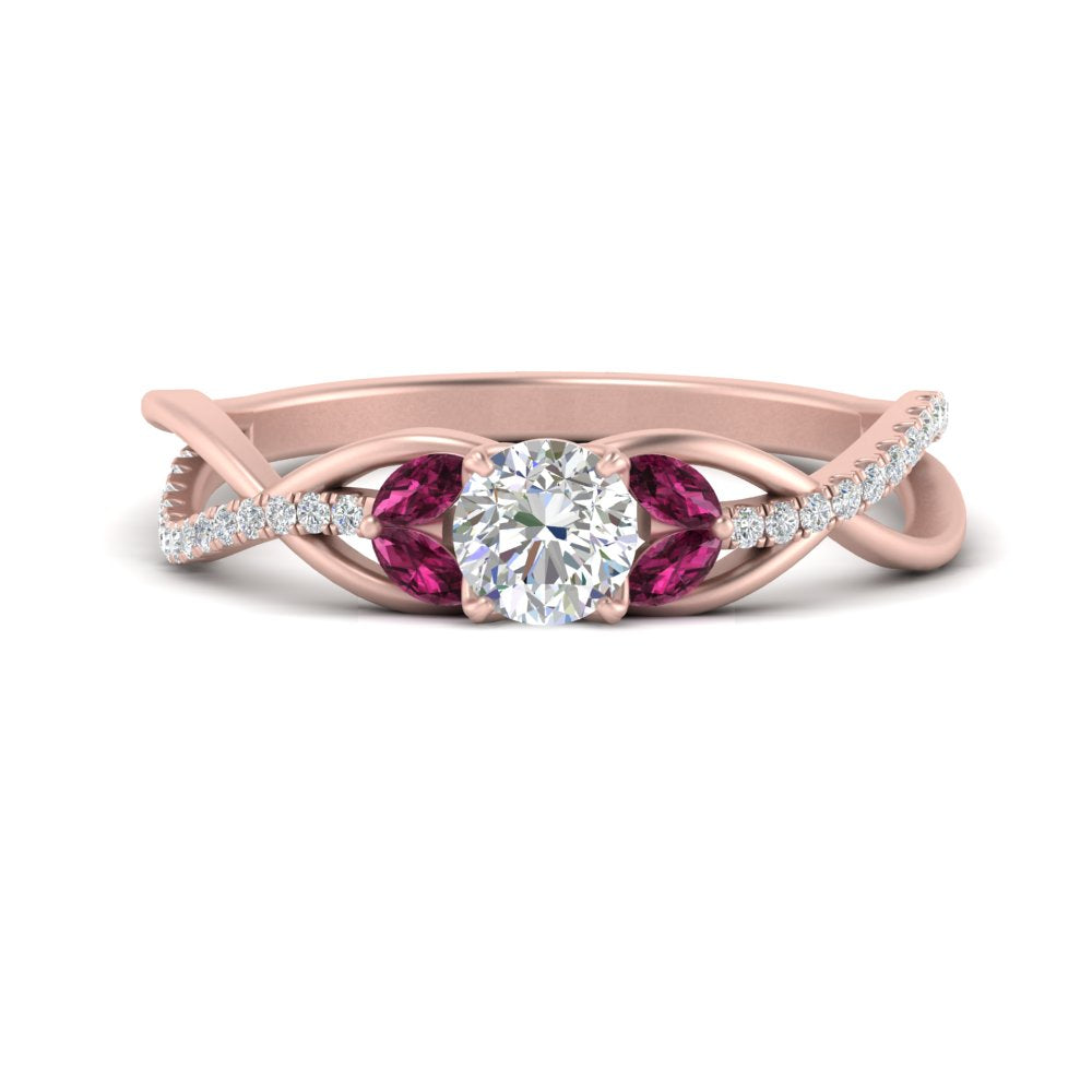 round-cut-twisted-vine-floral-diamond-engagement-ring-with-pink-sapphire-in-FD10977RORGSADRPIANGLE3-NL-RG