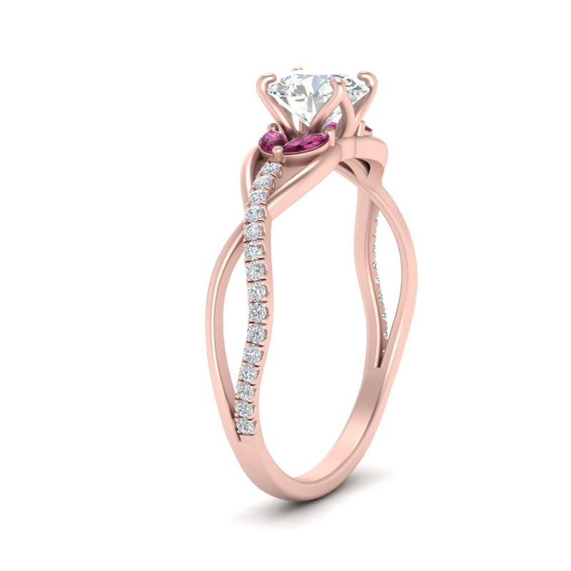 round-cut-twisted-vine-floral-diamond-engagement-ring-with-pink-sapphire-in-FD10977RORGSADRPIANGLE3-NL-RG