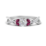 Load image into Gallery viewer, round-cut-twisted-vine-floral-diamond-engagement-ring-with-pink-sapphire-in-FD10977RORGSADRPIANGLE3-NL-WG
