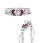 Load image into Gallery viewer, round-cut-twisted-vine-floral-diamond-engagement-ring-with-pink-sapphire-in-FD10977RORGSADRPIANGLE3-NL-WG

