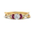 Thumbnail 30 - round-cut-twisted-vine-floral-diamond-engagement-ring-with-pink-sapphire-in-FD10977RORGSADRPIANGLE3-NL-YG