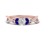 Load image into Gallery viewer, round-cut-twisted-vine-floral-diamond-engagement-ring-with-sapphire-in-FD10977RORGSABLANGLE3-NL-RG
