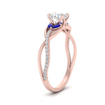 Load image into Gallery viewer, round-cut-twisted-vine-floral-diamond-engagement-ring-with-sapphire-in-FD10977RORGSABLANGLE3-NL-RG
