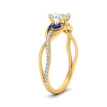 Load image into Gallery viewer, round-cut-twisted-vine-floral-diamond-engagement-ring-with-sapphire-in-FD10977RORGSABLANGLE3-NL-YG
