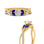 Load image into Gallery viewer, round-cut-twisted-vine-floral-diamond-engagement-ring-with-sapphire-in-FD10977RORGSABLANGLE3-NL-YG
