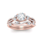 Load image into Gallery viewer, round-cut-twisted-vine-luxury-diamond-bridal-ring-set-in-rose-gold-FDENR3211ROANGLE3-NL-RG