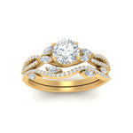 Load image into Gallery viewer, round-cut-twisted-vine-luxury-diamond-bridal-ring-set-in-yellow-gold-FDENR3211ROANGLE3-NL-YG
