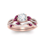 Load image into Gallery viewer, round-cut-twisted-vine-luxury-pink-sapphire-bridal-ring-set-in-rose-gold-FDENR3211ROGSADRPIANGLE3-NL-RG