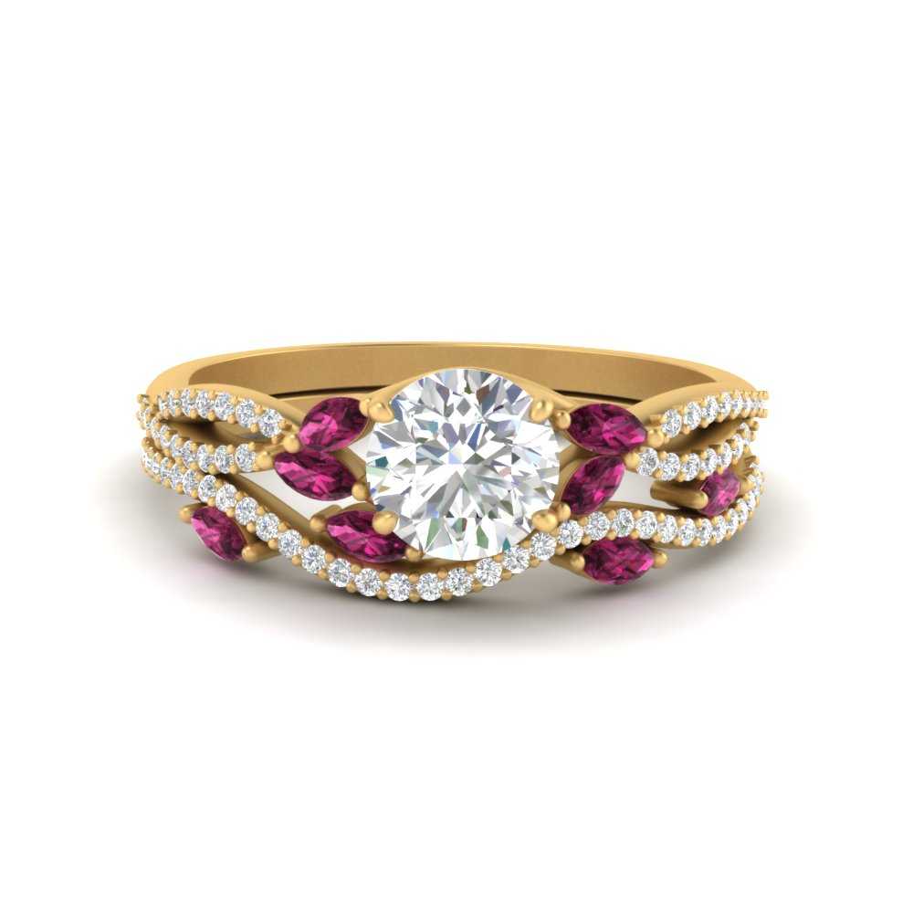 round-cut-twisted-vine-luxury-pink-sapphire-bridal-ring-set-in-yellow-gold-FDENR3211ROGSADRPIANGLE3-NL-YG