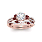 Load image into Gallery viewer, round-cut-twisted-vine-luxury-ruby-bridal-ring-set-in-rose-gold-FDENR3211ROGRUDRANGLE3-NL-RG
