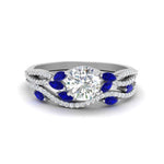 Load image into Gallery viewer, round-cut-twisted-vine-luxury-sapphire-bridal-ring-set-in-white-gold-FDENR3211ROGSABLANGLE3-NL-WG
