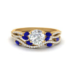 Load image into Gallery viewer, round-cut-twisted-vine-luxury-sapphire-bridal-ring-set-in-yellow-gold-FDENR3211ROGSABLANGLE3-NL-YG
